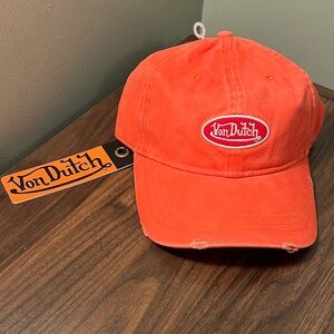 Von Dutch Bright Orange Logo Dad Cap